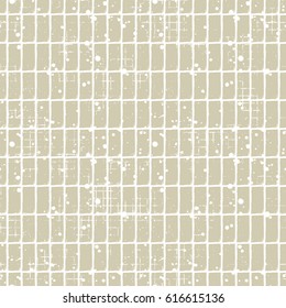 Seamless vector checkered pattern. Creative geometric pastel background with rectangles. Grunge texture with attrition, cracks and ambrosia. Old style vintage design. Graphic illustration.