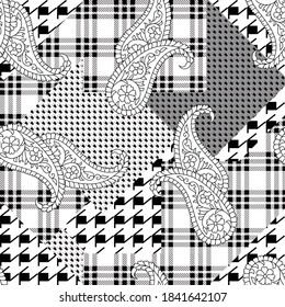 seamless vector cheeks with paisley design pattern on white background