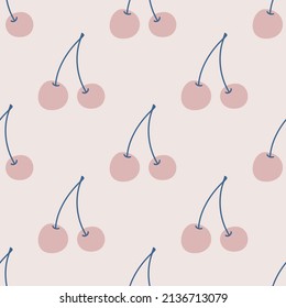 Seamless vector cherries pattern. Berry repeat background for fabric, textile, wrapping, cover etc.