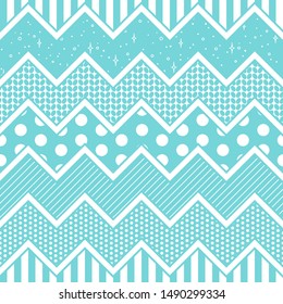 Seamless vector chevron, polka dots, stripes, knitted pattern. Design for christmas wrapping, wallpaper, fabric, textile.