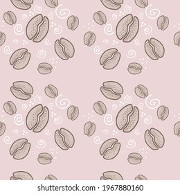 Seamless vector children's design for fabric, cover design, production, wallpaper, printing, gift wrapping and scrapbooking. Coffee Bean