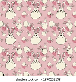 Seamless vector children's design for fabric, cover design, production, wallpaper, printing, gift wrapping and scrapbooking.Bunny