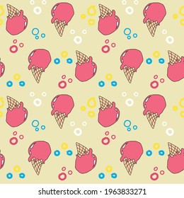 Seamless vector children's ice cream design for fabric, fabric design, covers, production, wallpaper, printing, gift wrapping and scrapbooking.Delicious design
