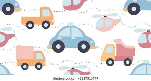 Patrón de coches de los niños vectores sin plomo