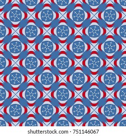 Seamless vector christmas background illustration with christmas symbols. Pattern of abstract Christmas trees, snowflakes