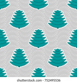 Seamless vector christmas background illustration with christmas symbols. Decorative Christmas trees, abstract pattern