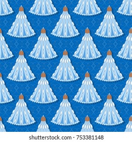 Seamless vector christmas background illustration with christmas symbols. Decorative Christmas trees, abstract pattern