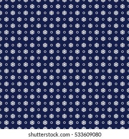 Seamless vector Christmas blue background with white snowflakes