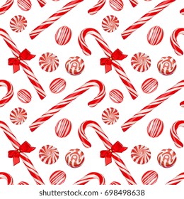 Seamless Vector Christmas Candies Pattern