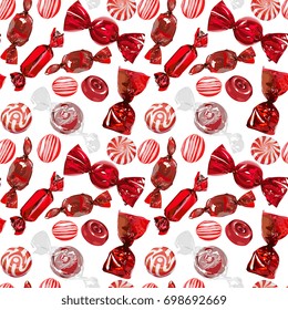 Seamless Vector Christmas Candies Pattern