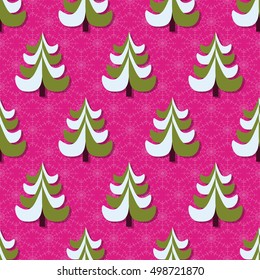 seamless vector Christmas illustration. Christmas trees, stars