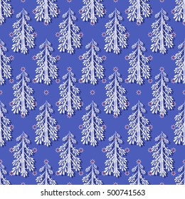 seamless vector Christmas illustration. Christmas trees, stars