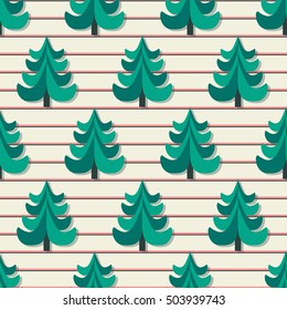 seamless vector Christmas illustration. Christmas trees, snowflakes