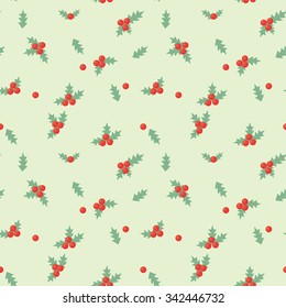 Seamless vector christmas mistletoe pattern. Can be used in web design, printed on fabric/paper, as a background, or as an element in a composition.