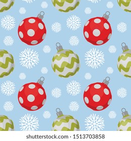 Seamless Vector Christmas New Year Tree Bubbles Pattern