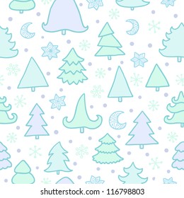 Seamless vector christmas and new years pattern with christmas trees