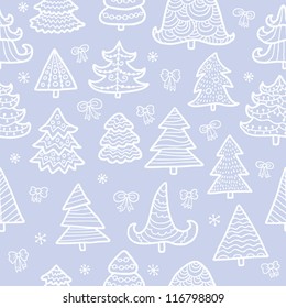 Seamless vector christmas and new years pattern with christmas trees