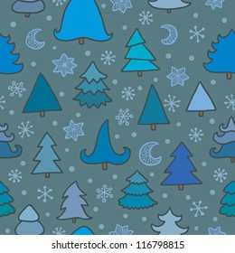 Seamless vector christmas and new years pattern with christmas trees