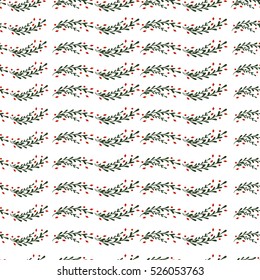 Seamless vector Christmas pattern with branches. Perfect for wrapping paper, wallpaper, repeating elements, vintage design, notebook cover, fabric clothes design.