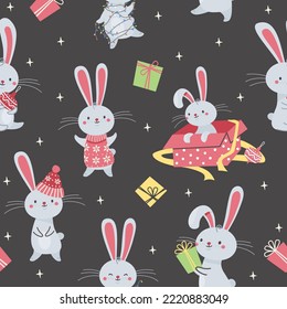 Patrón de Navidad vectorial sin inconveniente. Cebollos de pura ropa de Navidad. Regalos, estrellas