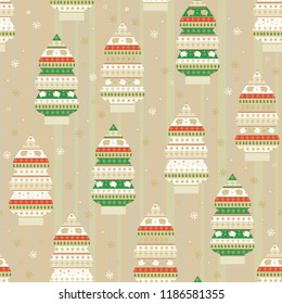 Seamless vector christmas pattern with decorative Christmas trees