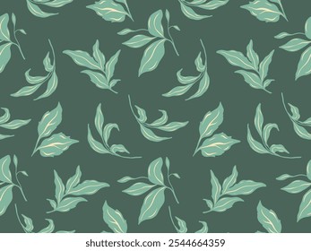 Seamless vector Christmas pattern features red and green holly leaves and berries. Perfect background, perfect for holiday projects such as wrapping paper, cards, and fabric designs.