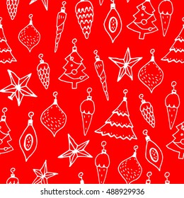 Seamless vector Christmas pattern. Hand drawn illustration.