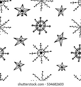 Seamless vector Christmas pattern. Hand drawn illustration.