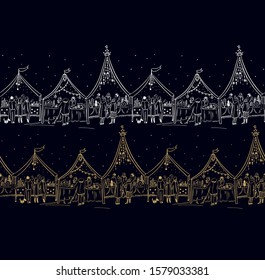 Seamless vector christmas pattern with christmas markets