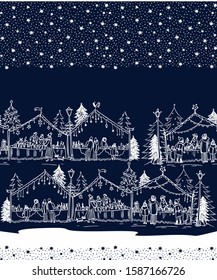 Seamless vector christmas pattern with christmas markets