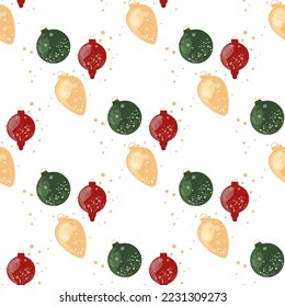 Seamless vector Christmas pattern New Year's toys for printing on fabric and paper. Christmas decorations .