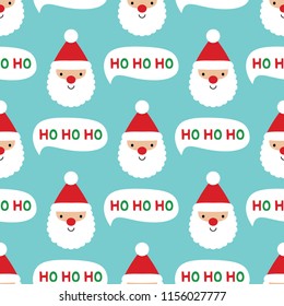 Seamless vector Christmas pattern with Santa Claus face