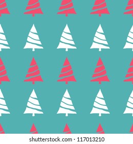 Seamless vector Christmas pattern with Christmas trees, winter background