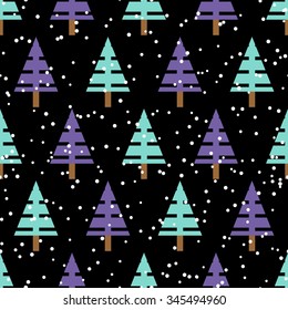 Seamless vector christmas pattern with christmas trees winter geometrical background


