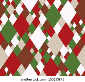 Seamless vector Christmas rhombus color pattern 