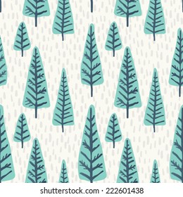 Seamless Vector Christmas Tree Pattern. 