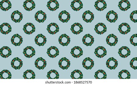 Seamless vector Christmas wreath pattern.