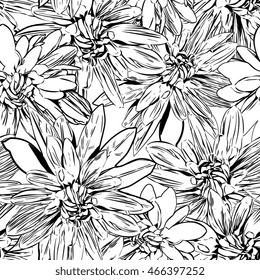 Seamless Vector Chrysanthemum Flower Pattern