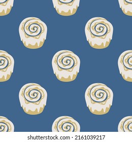 Seamless vector cinnamon rolls pattern. Food repeat background for fabric, textile, wrapping, cover etc.