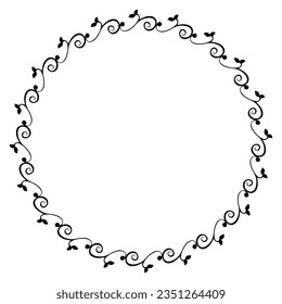 seamless vector circle hand draw sketch floral border
