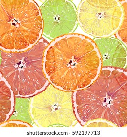 Seamless Vector Citrus Slices Pattern