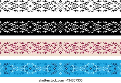 Seamless Vector Classic Floral Borders Set