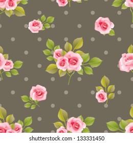 Seamless vector classic rose pattern. Floral shabby chic background.