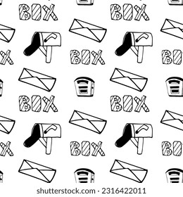 Seamless vector clipart doodle parcels and letters