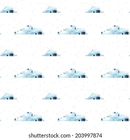 Seamless vector cloud pattern pixel art