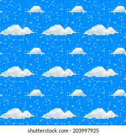 Seamless vector cloud pattern pixel art