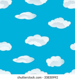 Seamless vector clouds background. For easy making seamless pattern just drag all group into swatches bar, and use it for filling any contours.