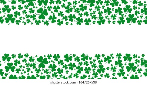 Seamless vector clover background for St. Patricks Day pattern. Green clover leaves of different sizes and shapes are collected in a seamless pattern. Seamless pattern with the symbol of Ireland a lea