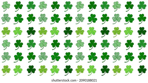 Seamless vector clover background for St. Patricks Day. Pattern design, pattern for textille printing, wallpaper and others with flat style. Design with shamrock. Vector illustration.