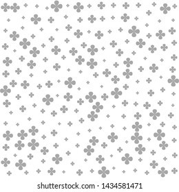 Seamless vector clover pattern. Chaotic four-leaf grey elements background 10 eps. For design, fabric, textile, web, wrapping.